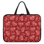 Red Paisley Pattern Print Laptop Sleeve With Handle