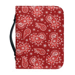 Red Paisley Pattern Print Leather Bible Cover