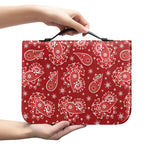 Red Paisley Pattern Print Leather Bible Cover