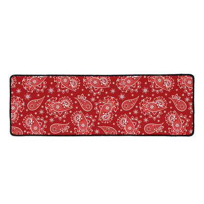 Red Paisley Pattern Print Long Kitchen Mat