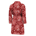 Red Paisley Pattern Print Men's Bathrobe