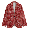 Red Paisley Pattern Print Men's Blazer