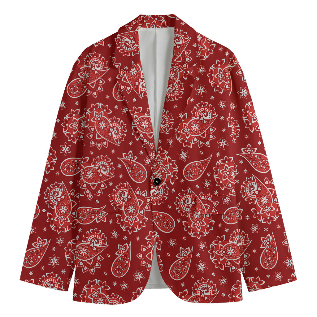 Red Paisley Pattern Print Men's Blazer