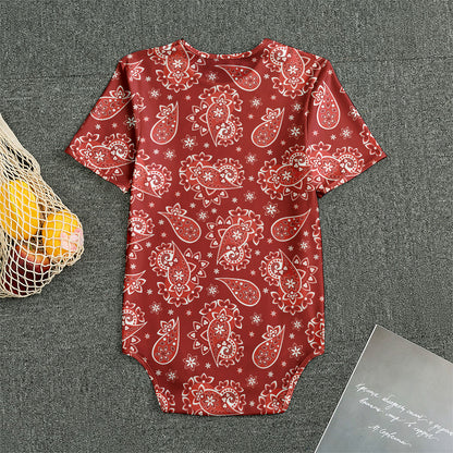 Red Paisley Pattern Print Men's Bodysuit