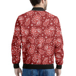 Red Paisley Pattern Print Men's Bomber Jacket