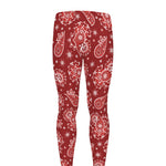 Red Paisley Pattern Print Men's leggings