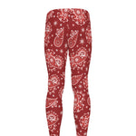Red Paisley Pattern Print Men's leggings