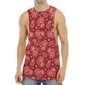 Red Paisley Pattern Print Men's Muscle Tank Top
