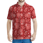 Red Paisley Pattern Print Men's Polo Shirt