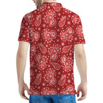 Red Paisley Pattern Print Men's Polo Shirt