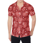 Red Paisley Pattern Print Men's Shirt