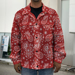 Red Paisley Pattern Print Men's Shirt Jacket
