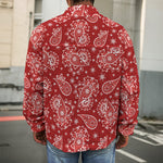 Red Paisley Pattern Print Men's Shirt Jacket