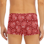 Red Paisley Pattern Print Men's Short Boxer Briefs