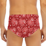 Red Paisley Pattern Print Men's Triangle Swim Briefs