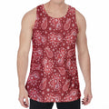 Red Paisley Pattern Print Men's Velvet Tank Top