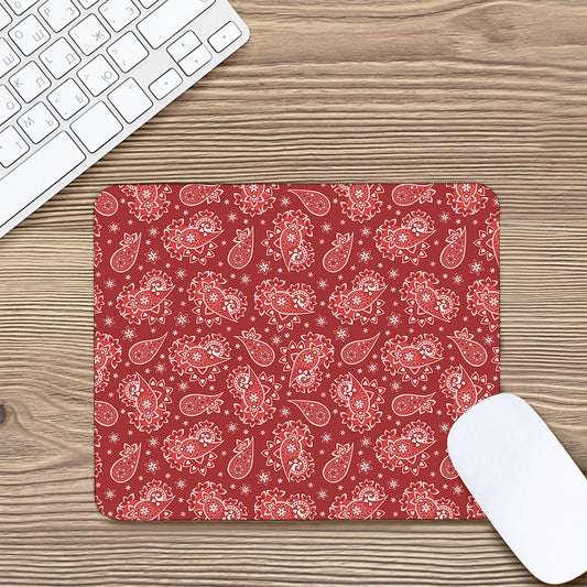 Red Paisley Pattern Print Mouse Pad