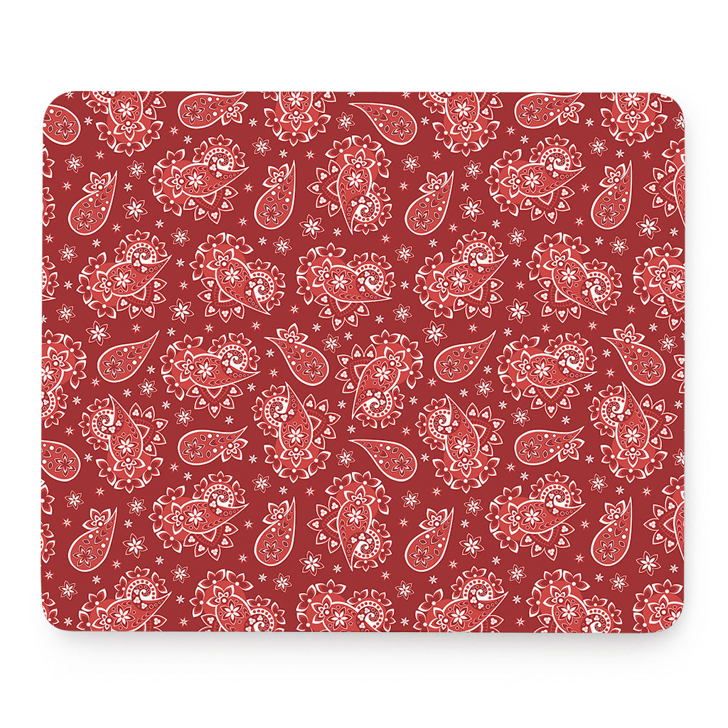 Red Paisley Pattern Print Mouse Pad