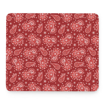 Red Paisley Pattern Print Mouse Pad