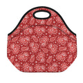 Red Paisley Pattern Print Neoprene Lunch Bag
