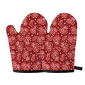 Red Paisley Pattern Print Oven Mitts