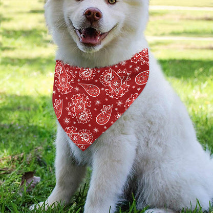 Red Paisley Pattern Print Over The Collar Dog Bandana
