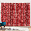 Red Paisley Pattern Print Pencil Pleat Curtains