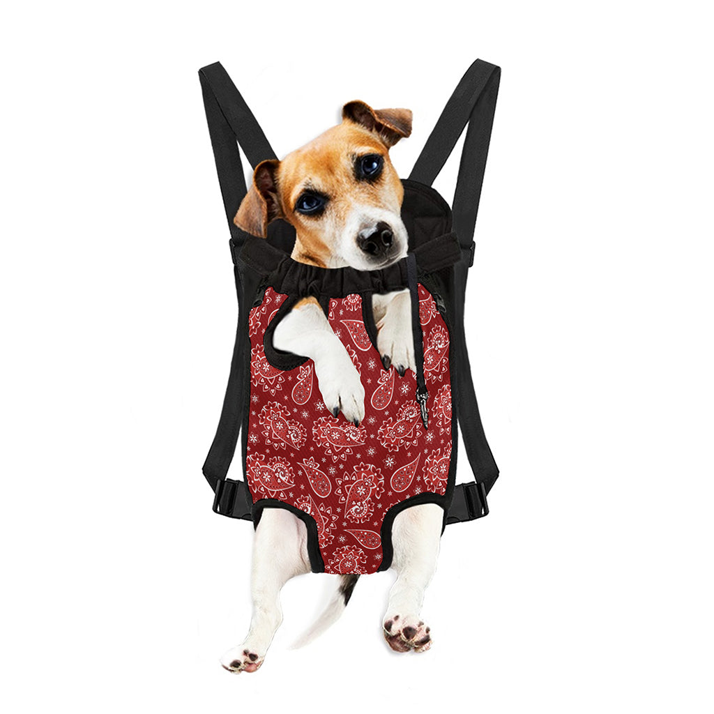 Red Paisley Pattern Print Pet Carrier Backpack