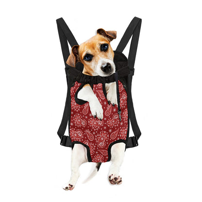 Red Paisley Pattern Print Pet Carrier Backpack