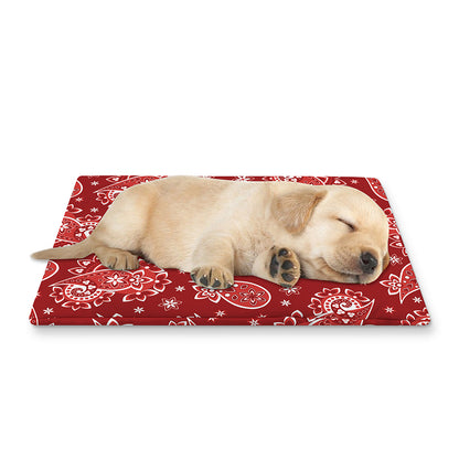 Red Paisley Pattern Print Pet Cooling Mat Cover