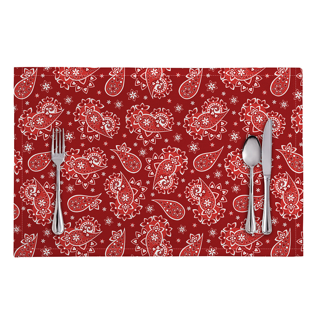 Red Paisley Pattern Print Placemat