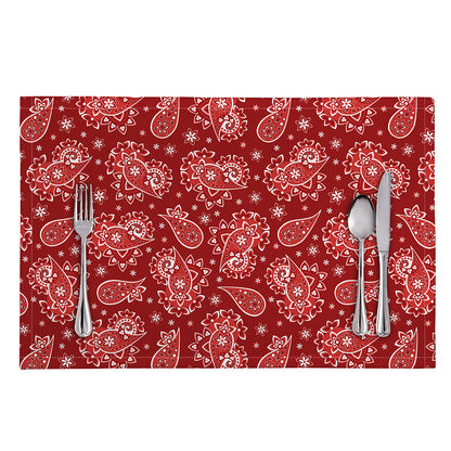 Red Paisley Pattern Print Placemat