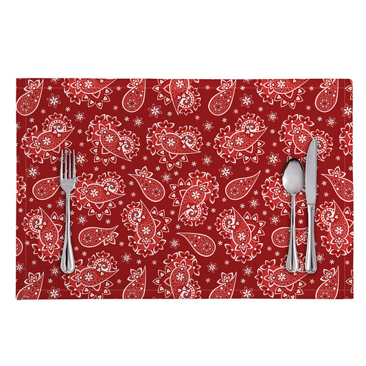 Red Paisley Pattern Print Placemat