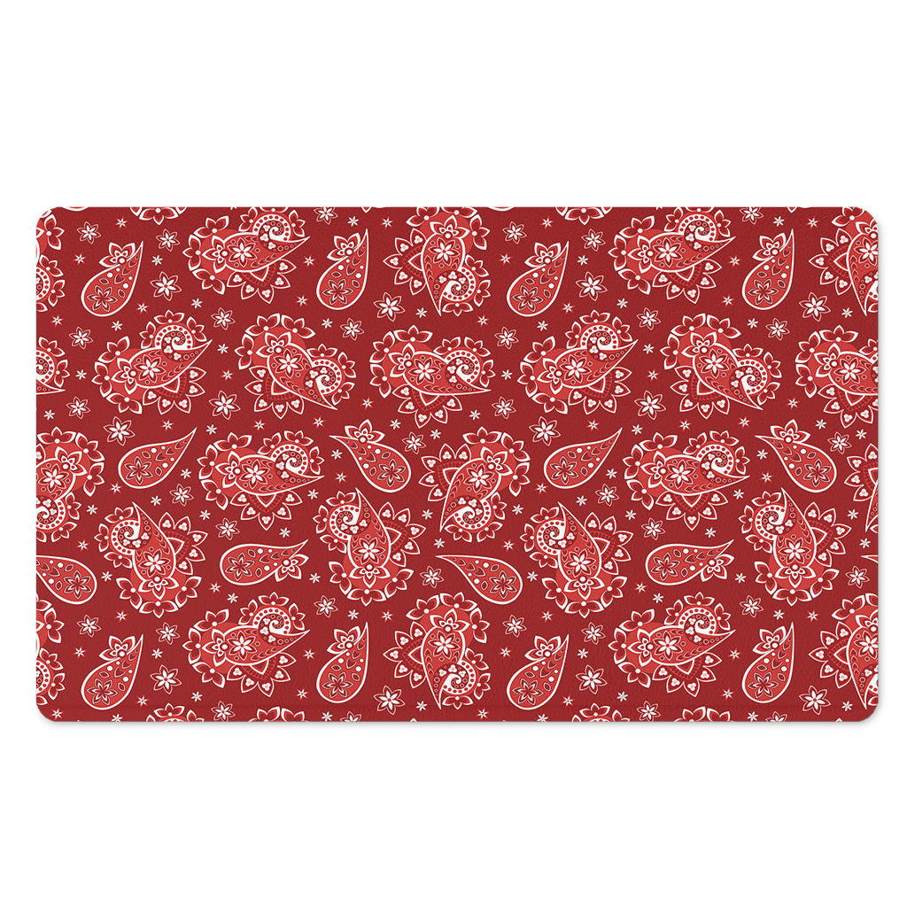 Red Paisley Pattern Print Polyester Doormat