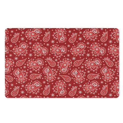 Red Paisley Pattern Print Polyester Doormat