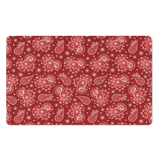 Red Paisley Pattern Print Polyester Doormat