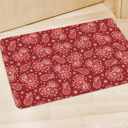 Red Paisley Pattern Print Polyester Doormat