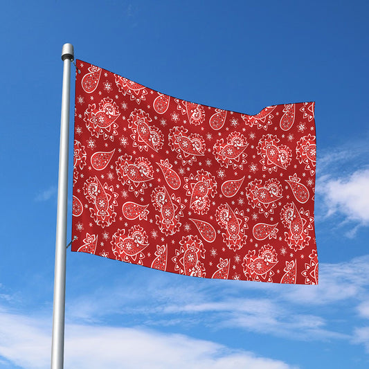Red Paisley Pattern Print Polyester Flag
