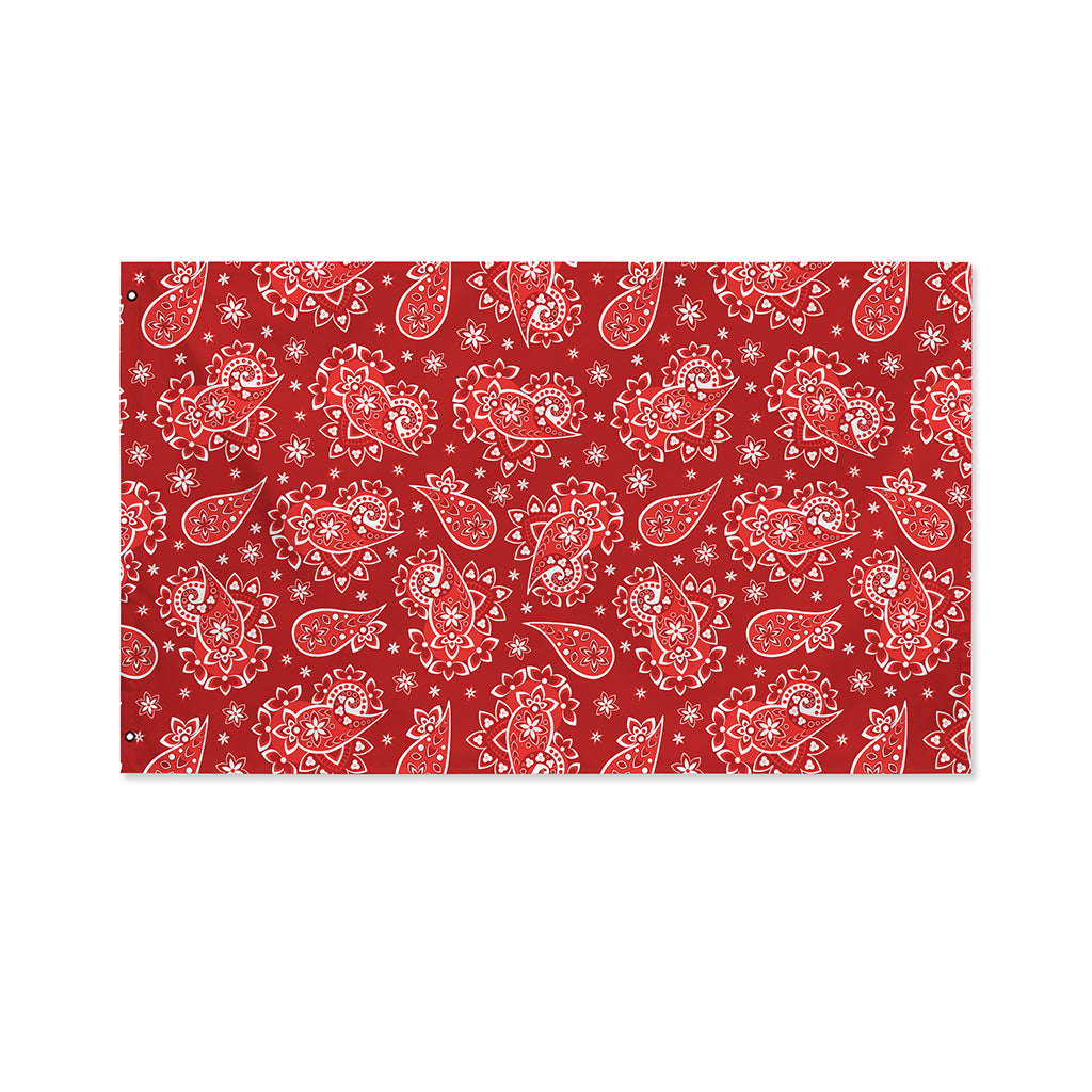 Red Paisley Pattern Print Polyester Flag