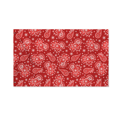 Red Paisley Pattern Print Polyester Flag