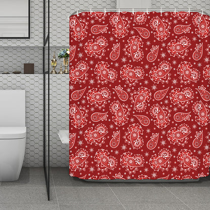 Red Paisley Pattern Print Polyester Shower Curtain