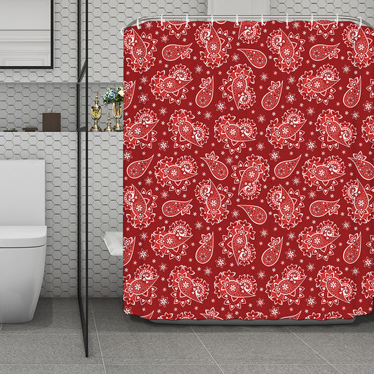 Red Paisley Pattern Print Polyester Shower Curtain