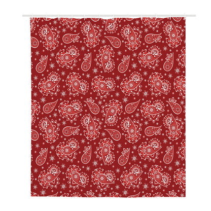 Red Paisley Pattern Print Polyester Shower Curtain