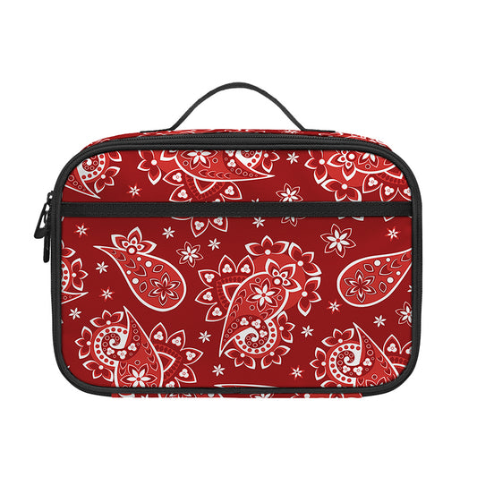 Red Paisley Pattern Print Portable Lunch Bag