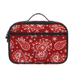 Red Paisley Pattern Print Portable Lunch Bag