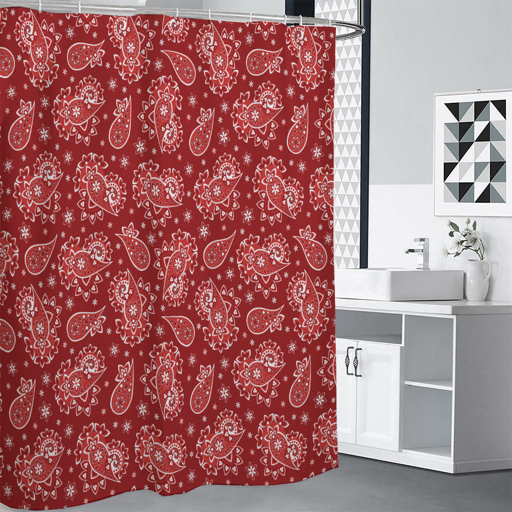 Red Paisley Pattern Print Premium Shower Curtain