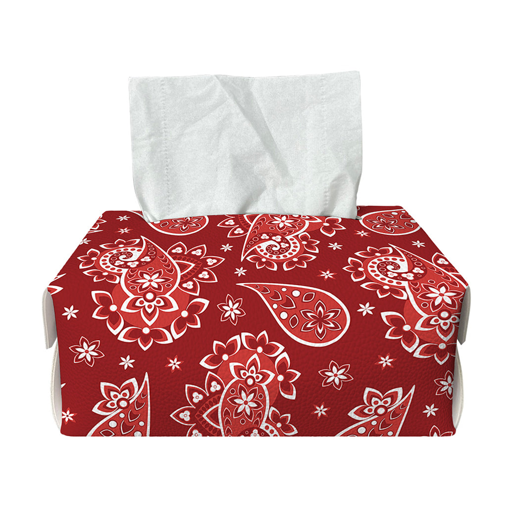 Red Paisley Pattern Print Rectangle Tissue Box Cover