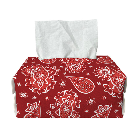 Red Paisley Pattern Print Rectangle Tissue Box Cover