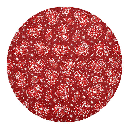 Red Paisley Pattern Print Round Blanket