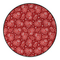 Red Paisley Pattern Print Round Floor Mat